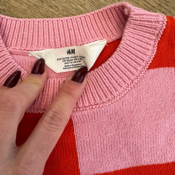 H&M Kids Pink & Red Checkerboard Sweater - Picture 6 of 6